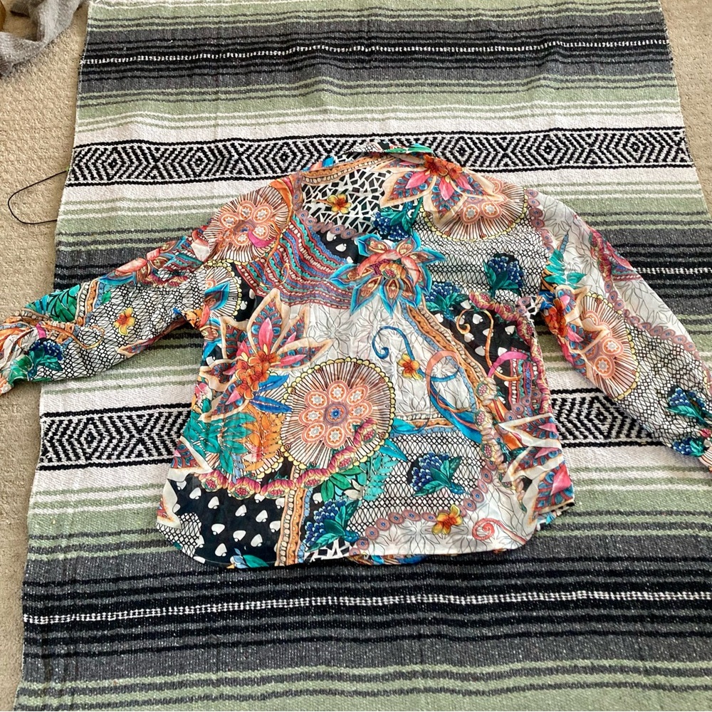 Desigual Abstract Button Down Abstract Floral Pri… - image 8